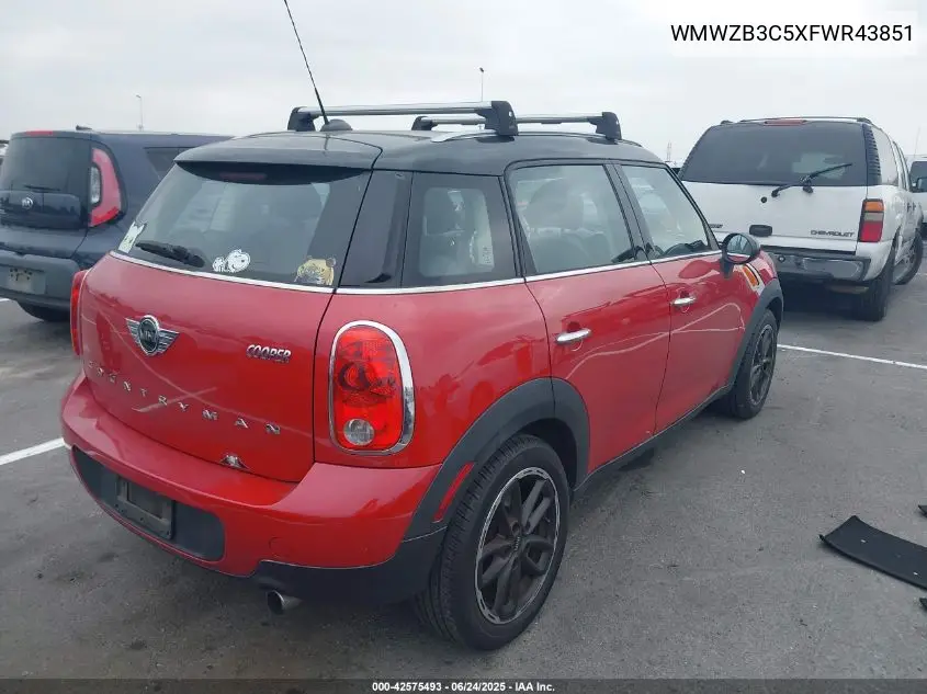 2015 Mini Countryman Cooper VIN: WMWZB3C5XFWR43851 Lot: 42575493