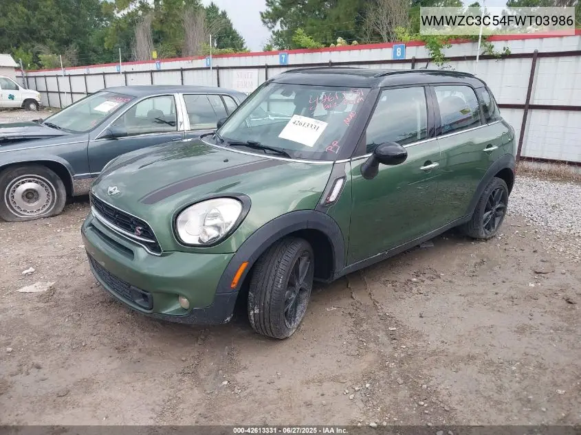 2015 Mini Countryman Cooper S VIN: WMWZC3C54FWT03986 Lot: 42613331