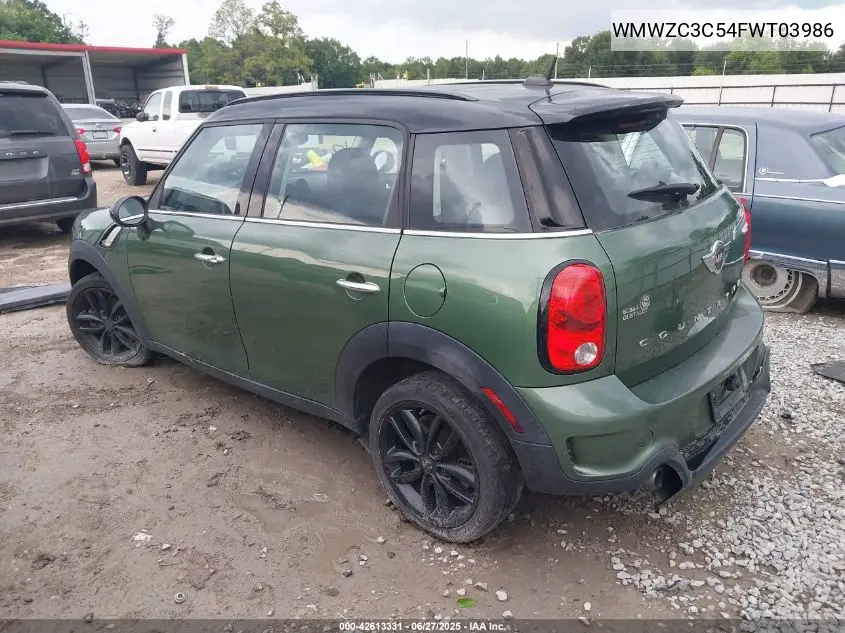 2015 Mini Countryman Cooper S VIN: WMWZC3C54FWT03986 Lot: 42613331