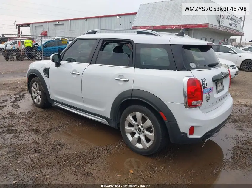 2019 Mini Countryman Cooper VIN: WMZYS7C58K3F45798 Lot: 41923694