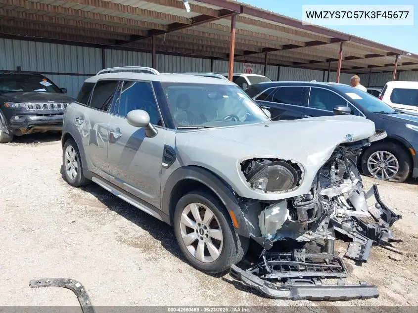 2019 Mini Countryman Cooper VIN: WMZYS7C57K3F45677 Lot: 42560469