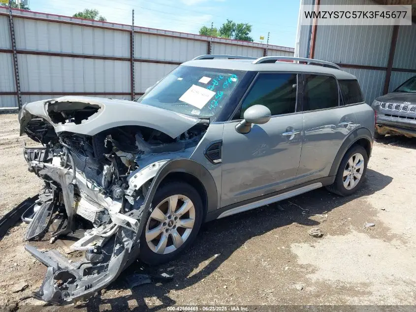 2019 Mini Countryman Cooper VIN: WMZYS7C57K3F45677 Lot: 42560469