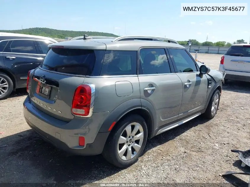 2019 Mini Countryman Cooper VIN: WMZYS7C57K3F45677 Lot: 42560469