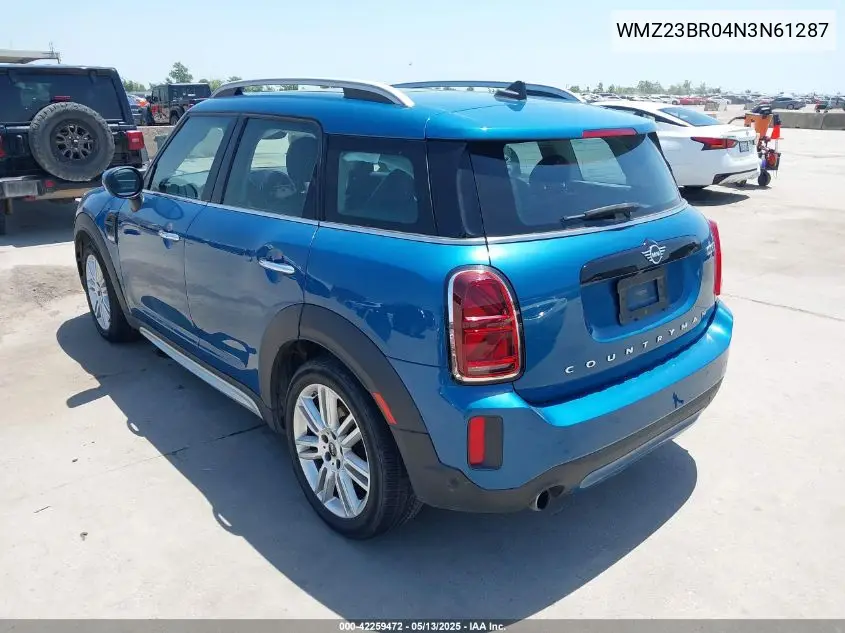 2022 Mini Countryman Cooper VIN: WMZ23BR04N3N61287 Lot: 42259472