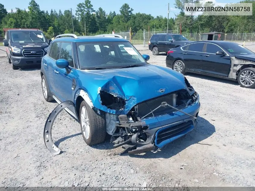 2022 Mini Countryman Cooper VIN: WMZ23BR02N3N58758 Lot: 42596614