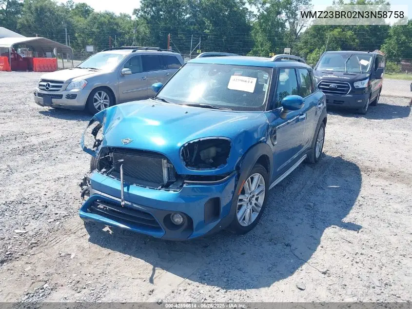 2022 Mini Countryman Cooper VIN: WMZ23BR02N3N58758 Lot: 42596614