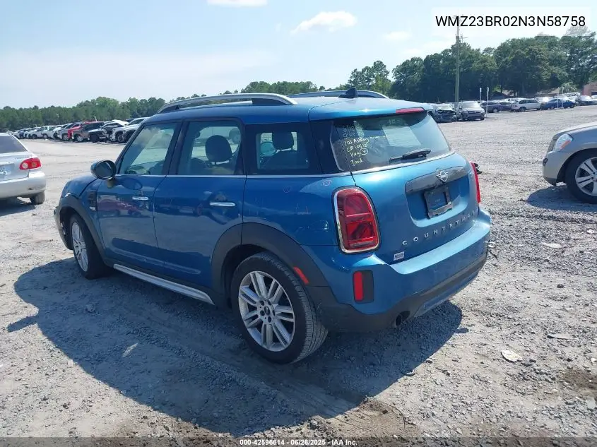 2022 Mini Countryman Cooper VIN: WMZ23BR02N3N58758 Lot: 42596614