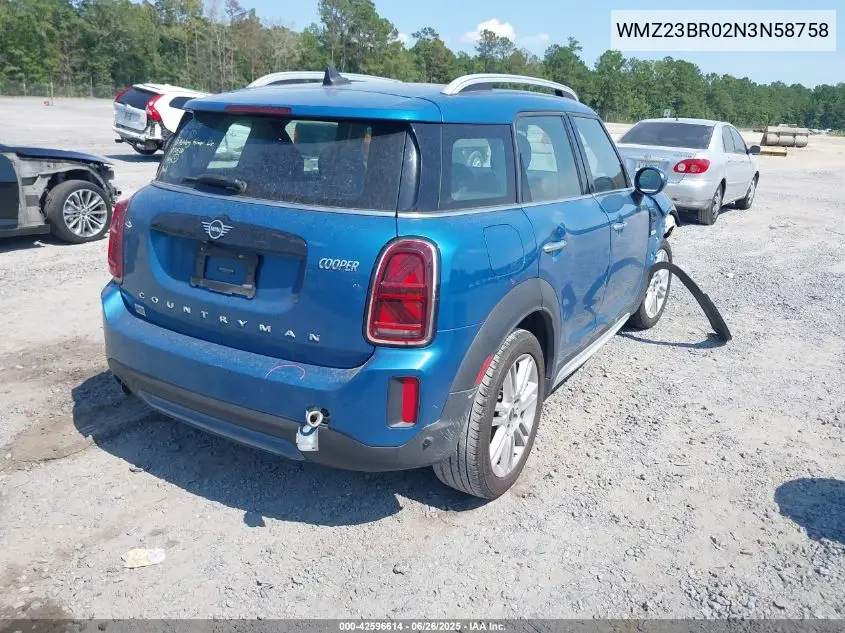 2022 Mini Countryman Cooper VIN: WMZ23BR02N3N58758 Lot: 42596614