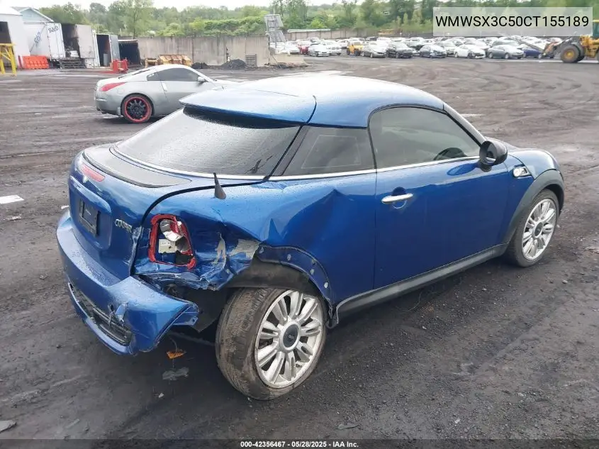 2012 Mini Cooper Coupe S VIN: WMWSX3C50CT155189 Lot: 42356467