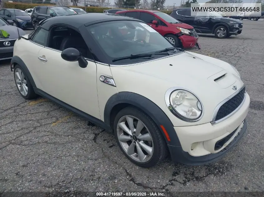 2013 Mini Coupe Cooper S VIN: WMWSX3C53DT466648 Lot: 41719597