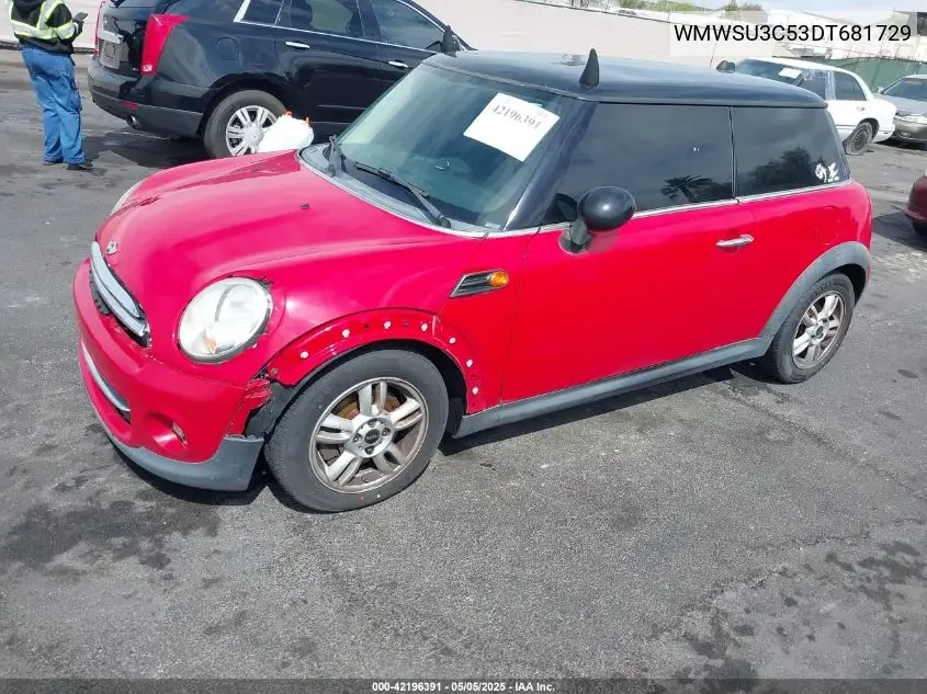 2013 Mini Hardtop Cooper VIN: WMWSU3C53DT681729 Lot: 42196391