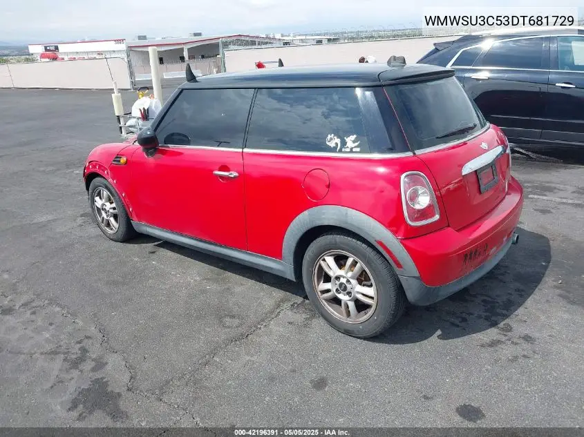 2013 Mini Hardtop Cooper VIN: WMWSU3C53DT681729 Lot: 42196391
