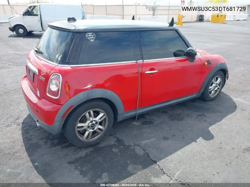 2013 Mini Hardtop Cooper VIN: WMWSU3C53DT681729 Lot: 42196391