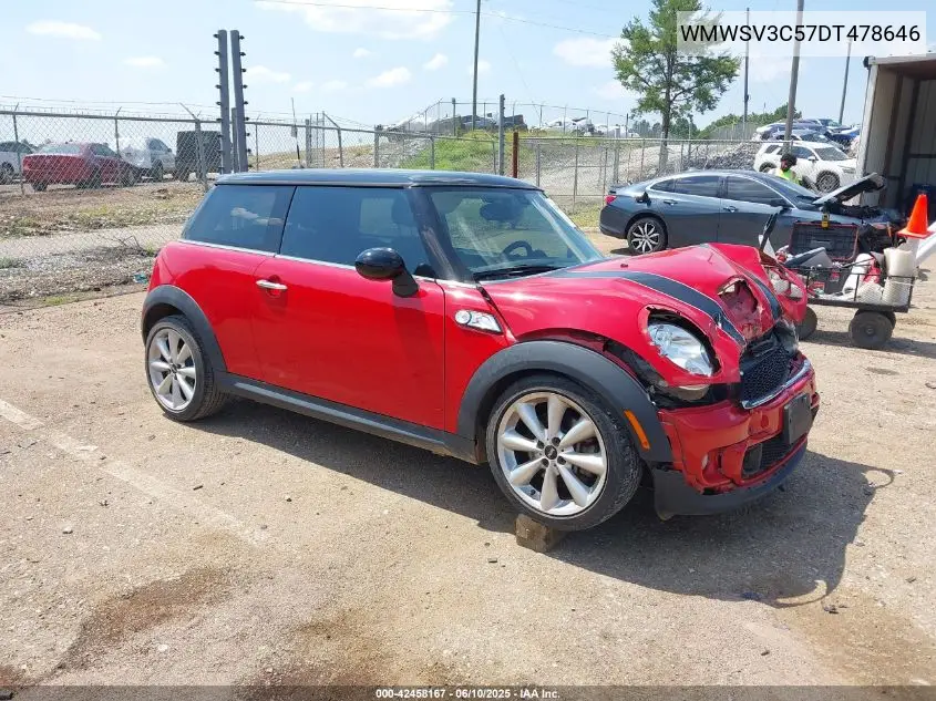 2013 Mini Hardtop Cooper S VIN: WMWSV3C57DT478646 Lot: 42458167