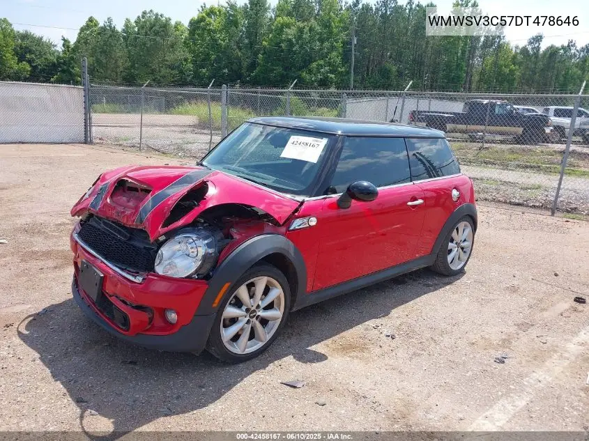 2013 Mini Hardtop Cooper S VIN: WMWSV3C57DT478646 Lot: 42458167