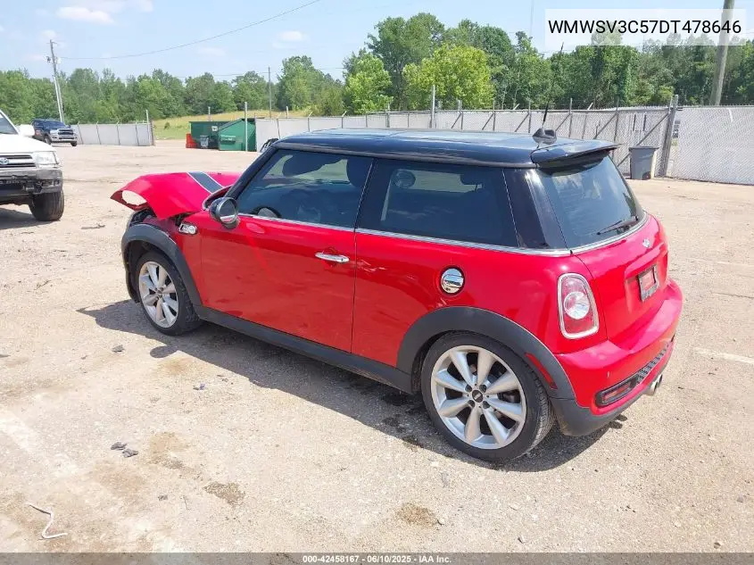 2013 Mini Hardtop Cooper S VIN: WMWSV3C57DT478646 Lot: 42458167