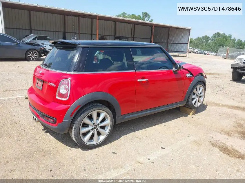 2013 Mini Hardtop Cooper S VIN: WMWSV3C57DT478646 Lot: 42458167