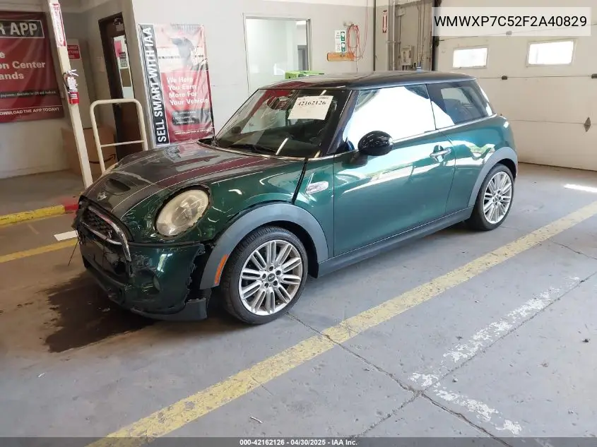 2015 Mini Hardtop Cooper S VIN: WMWXP7C52F2A40829 Lot: 42162126