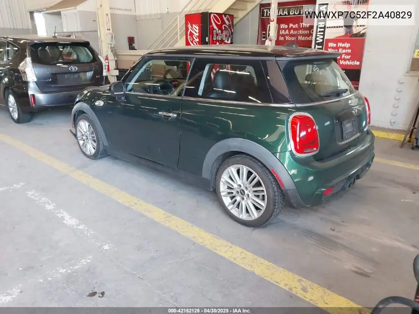 2015 Mini Hardtop Cooper S VIN: WMWXP7C52F2A40829 Lot: 42162126