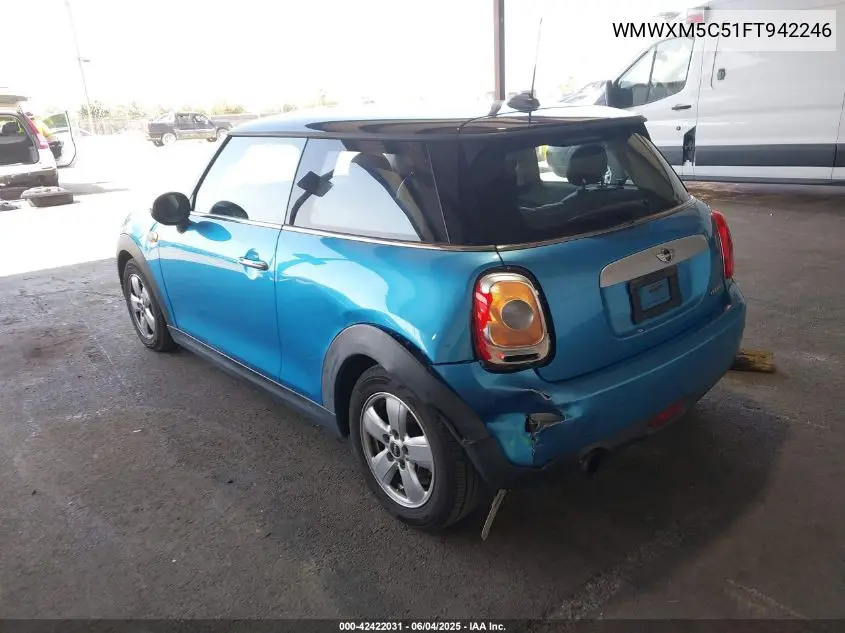 2015 Mini Hardtop Cooper VIN: WMWXM5C51FT942246 Lot: 42422031