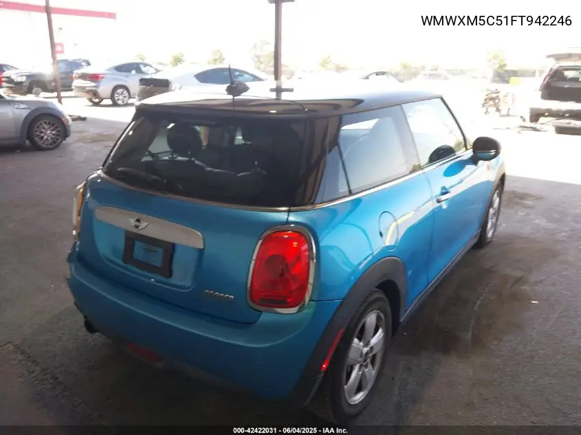 2015 Mini Hardtop Cooper VIN: WMWXM5C51FT942246 Lot: 42422031