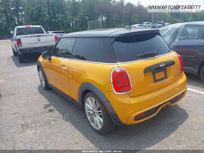 2015 Mini Hardtop Cooper S VIN: WMWXP7C50F2A58777 Lot: 42494572