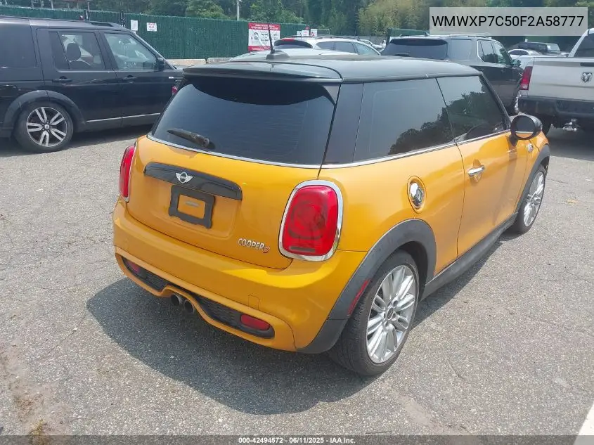 2015 Mini Hardtop Cooper S VIN: WMWXP7C50F2A58777 Lot: 42494572