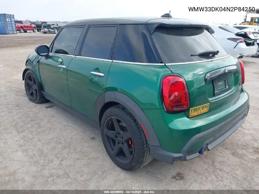 2022 Mini Hardtop Cooper VIN: WMW33DK04N2P84250 Lot: 42059692
