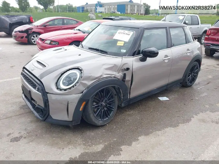 2022 Mini Hardtop Cooper S VIN: WMW53DK0XN2R38274 Lot: 42195360