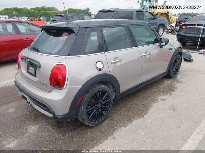 2022 Mini Hardtop Cooper S VIN: WMW53DK0XN2R38274 Lot: 42195360