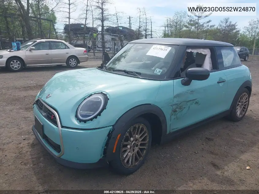 2025 Mini Hardtop Cooper S VIN: WMW23GD05S2W24870 Lot: 42139625