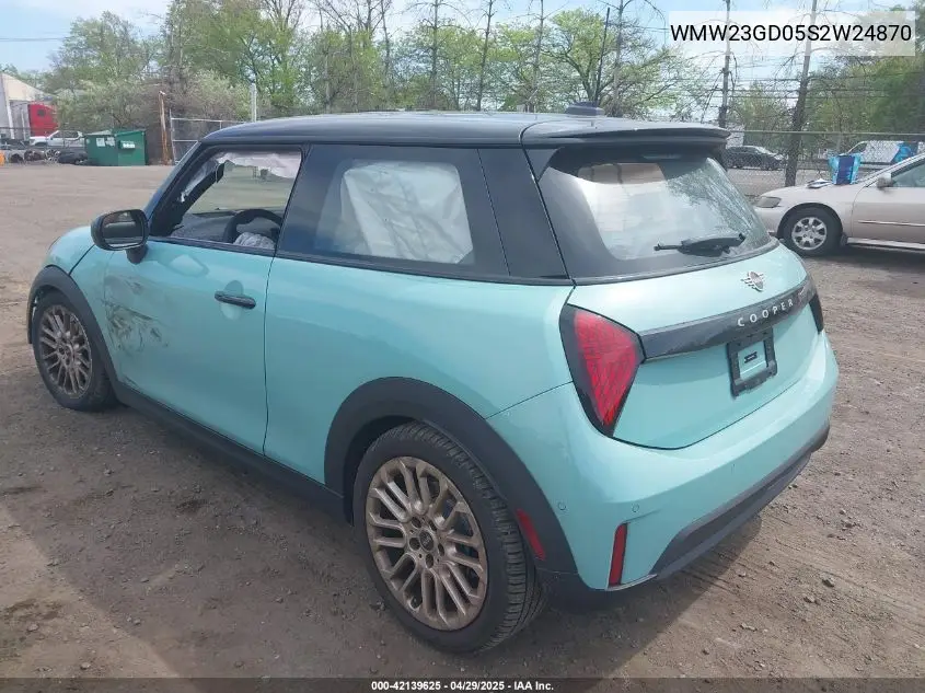 2025 Mini Hardtop Cooper S VIN: WMW23GD05S2W24870 Lot: 42139625