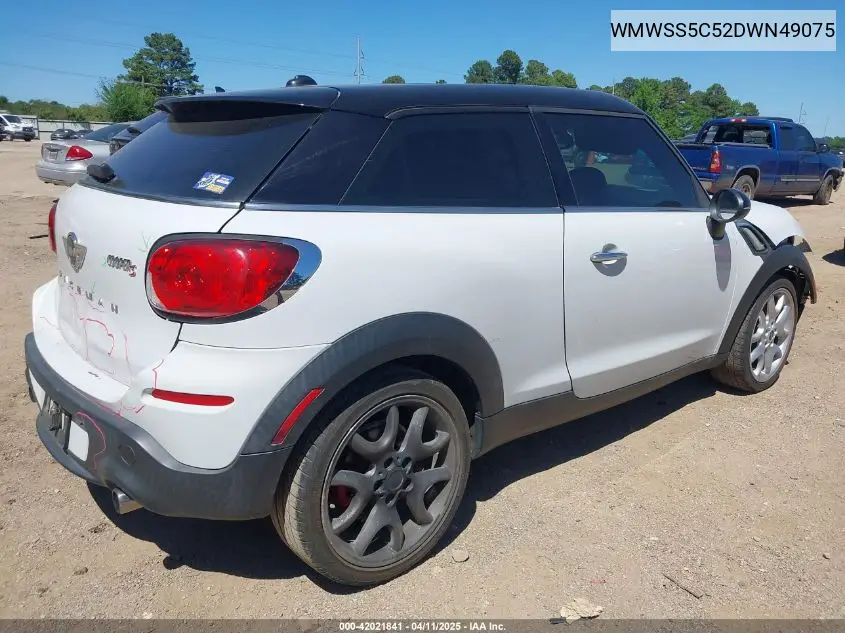 2013 Mini Paceman Cooper S VIN: WMWSS5C52DWN49075 Lot: 42021841