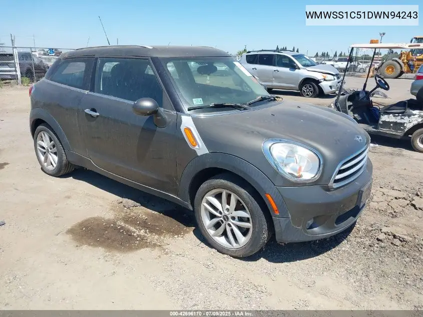 2013 Mini Paceman Cooper VIN: WMWSS1C51DWN94243 Lot: 42696170