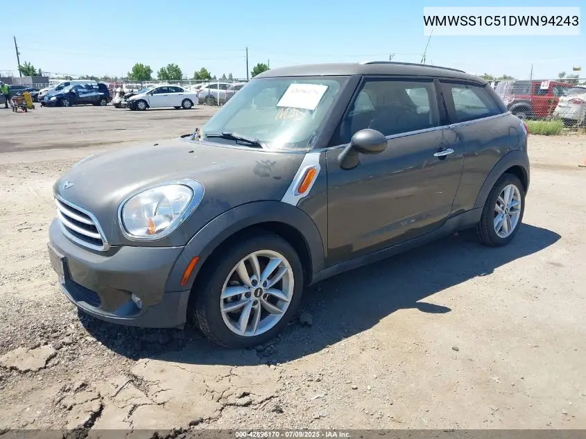 2013 Mini Paceman Cooper VIN: WMWSS1C51DWN94243 Lot: 42696170