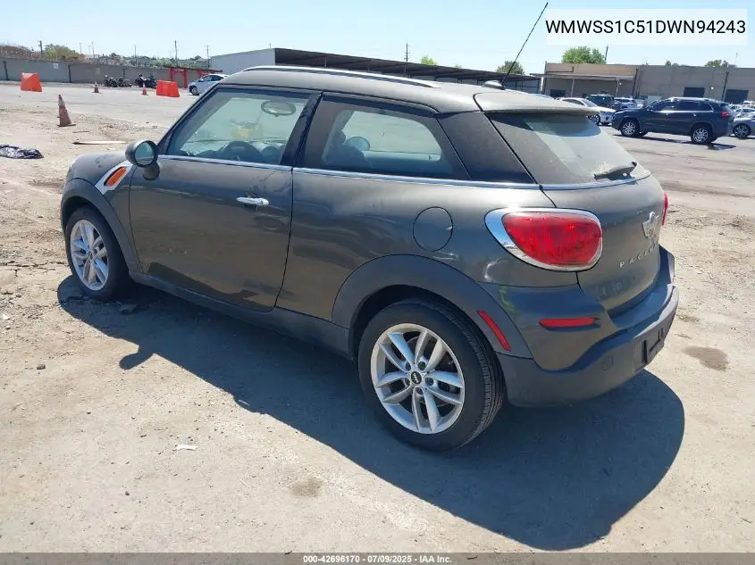 2013 Mini Paceman Cooper VIN: WMWSS1C51DWN94243 Lot: 42696170