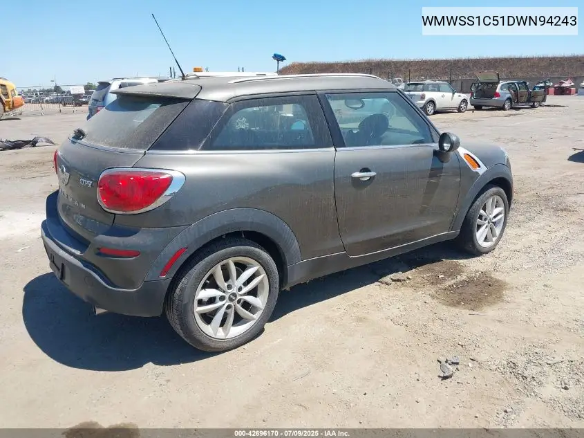 2013 Mini Paceman Cooper VIN: WMWSS1C51DWN94243 Lot: 42696170