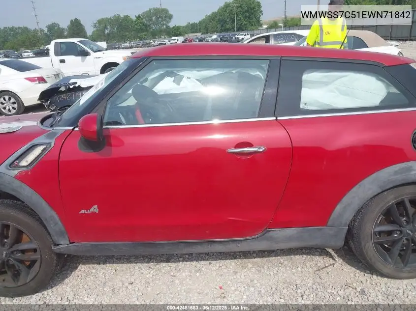2014 Mini Paceman Cooper S VIN: WMWSS7C51EWN71842 Lot: 42481683