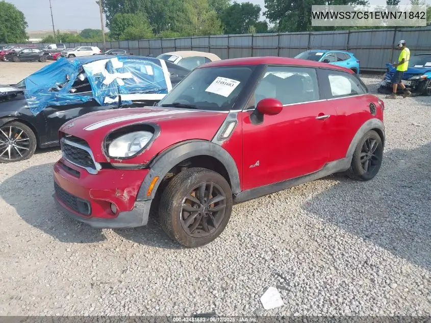 2014 Mini Paceman Cooper S VIN: WMWSS7C51EWN71842 Lot: 42481683