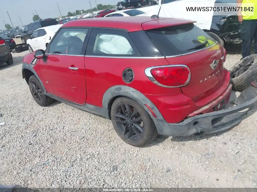 2014 Mini Paceman Cooper S VIN: WMWSS7C51EWN71842 Lot: 42481683