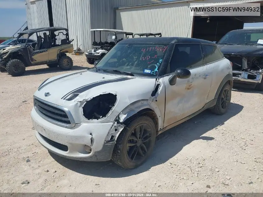 2015 Mini Paceman Cooper VIN: WMWSS1C59FWN94932 Lot: 41913769