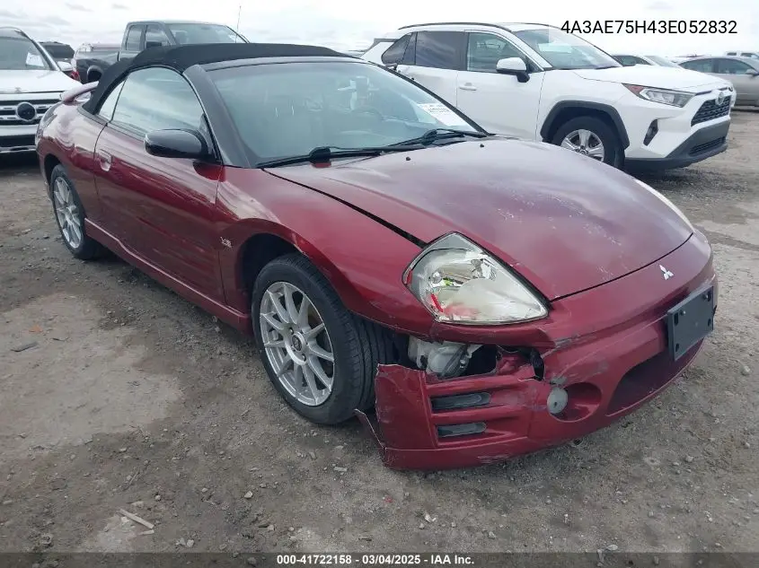 2003 Mitsubishi Eclipse Spyder Gts VIN: 4A3AE75H43E052832 Lot: 41722158