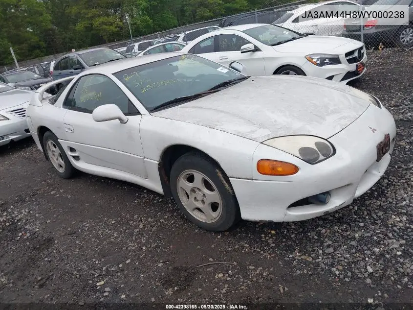 1998 Mitsubishi 3000 Gt VIN: JA3AM44H8WY000238 Lot: 42398165