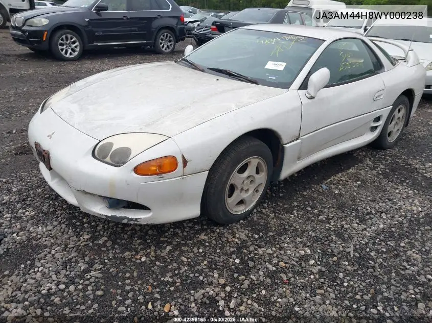 1998 Mitsubishi 3000 Gt VIN: JA3AM44H8WY000238 Lot: 42398165