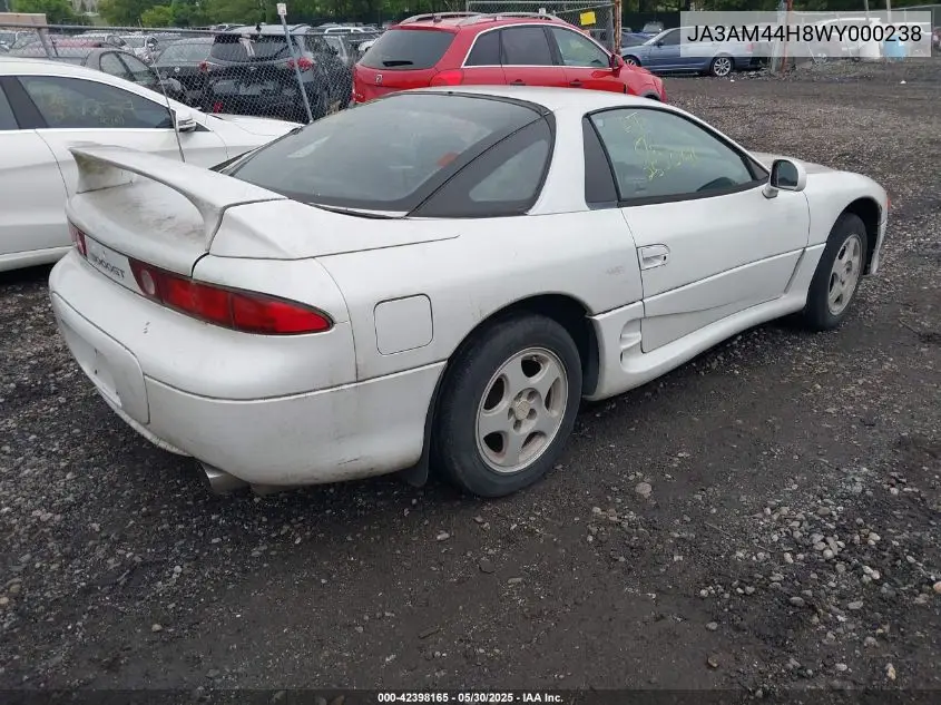 1998 Mitsubishi 3000 Gt VIN: JA3AM44H8WY000238 Lot: 42398165