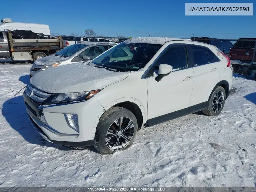 2019 Mitsubishi Eclipse Cross Es VIN: JA4AT3AA8KZ602898 Lot: 11534064