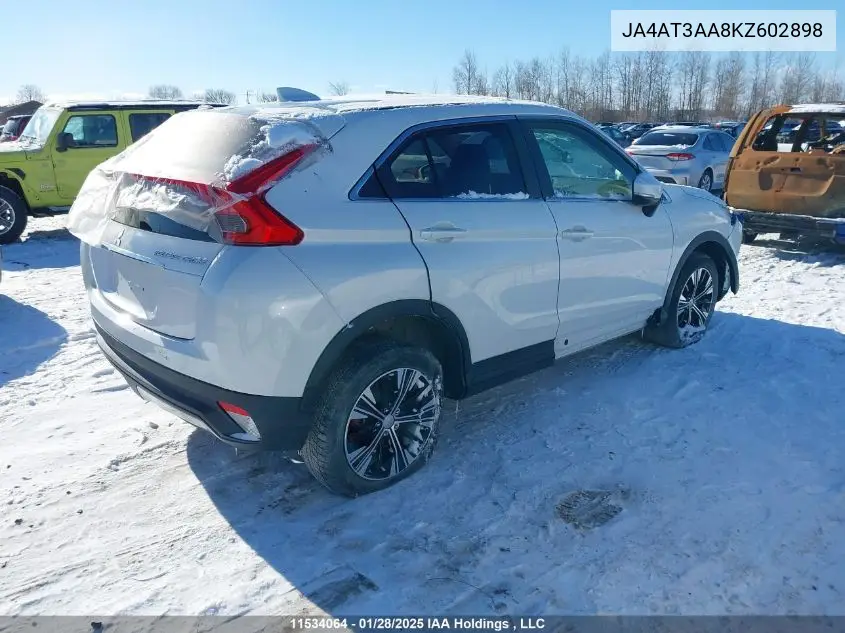 2019 Mitsubishi Eclipse Cross Es VIN: JA4AT3AA8KZ602898 Lot: 11534064