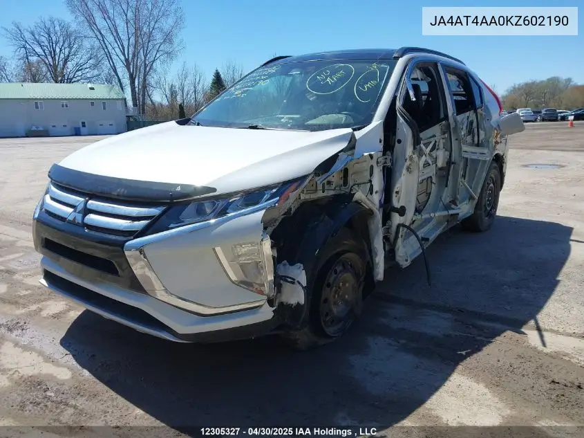 2019 Mitsubishi Eclipse Cross VIN: JA4AT4AA0KZ602190 Lot: 12305327