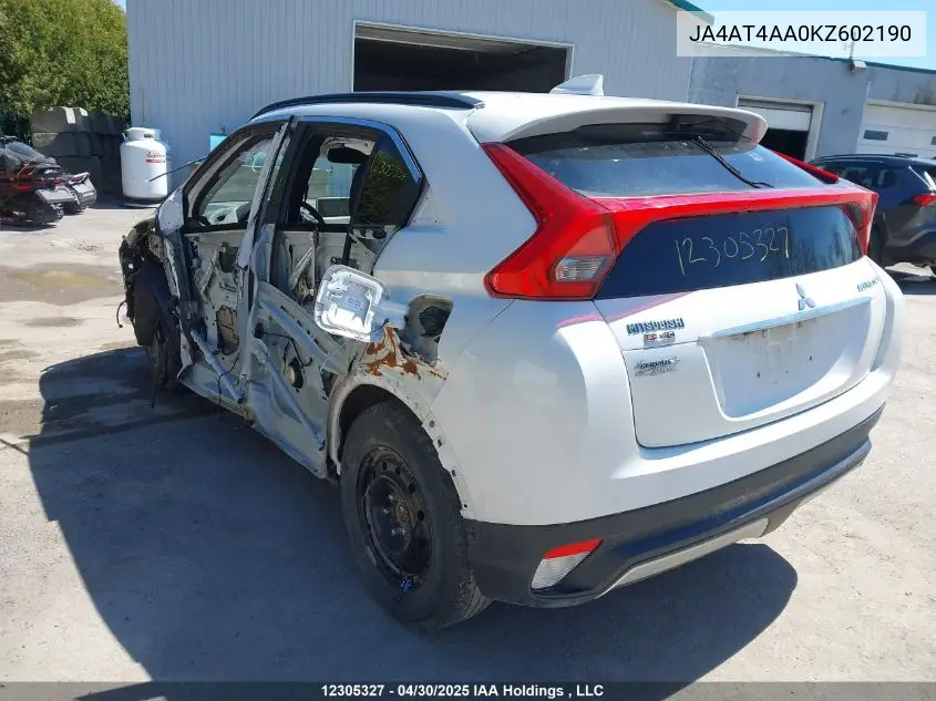 2019 Mitsubishi Eclipse Cross VIN: JA4AT4AA0KZ602190 Lot: 12305327