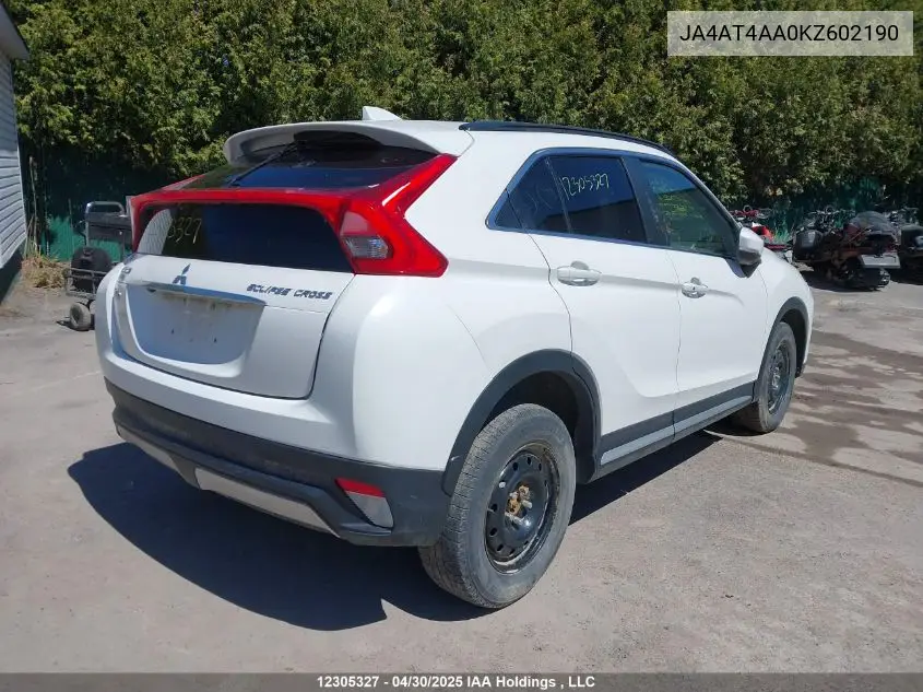 2019 Mitsubishi Eclipse Cross VIN: JA4AT4AA0KZ602190 Lot: 12305327